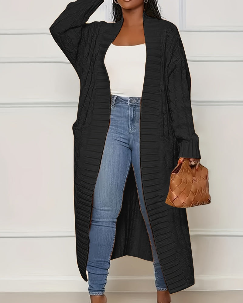 Women's Longline Textured Open Front Cardigan