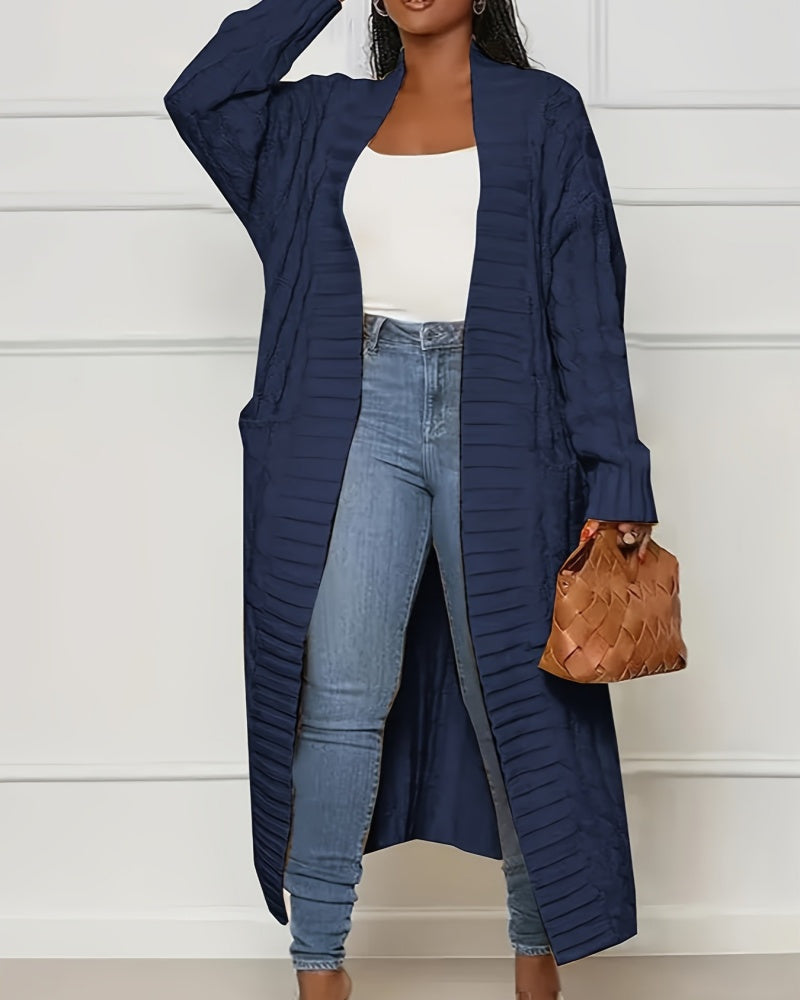 Women's Longline Textured Open Front Cardigan
