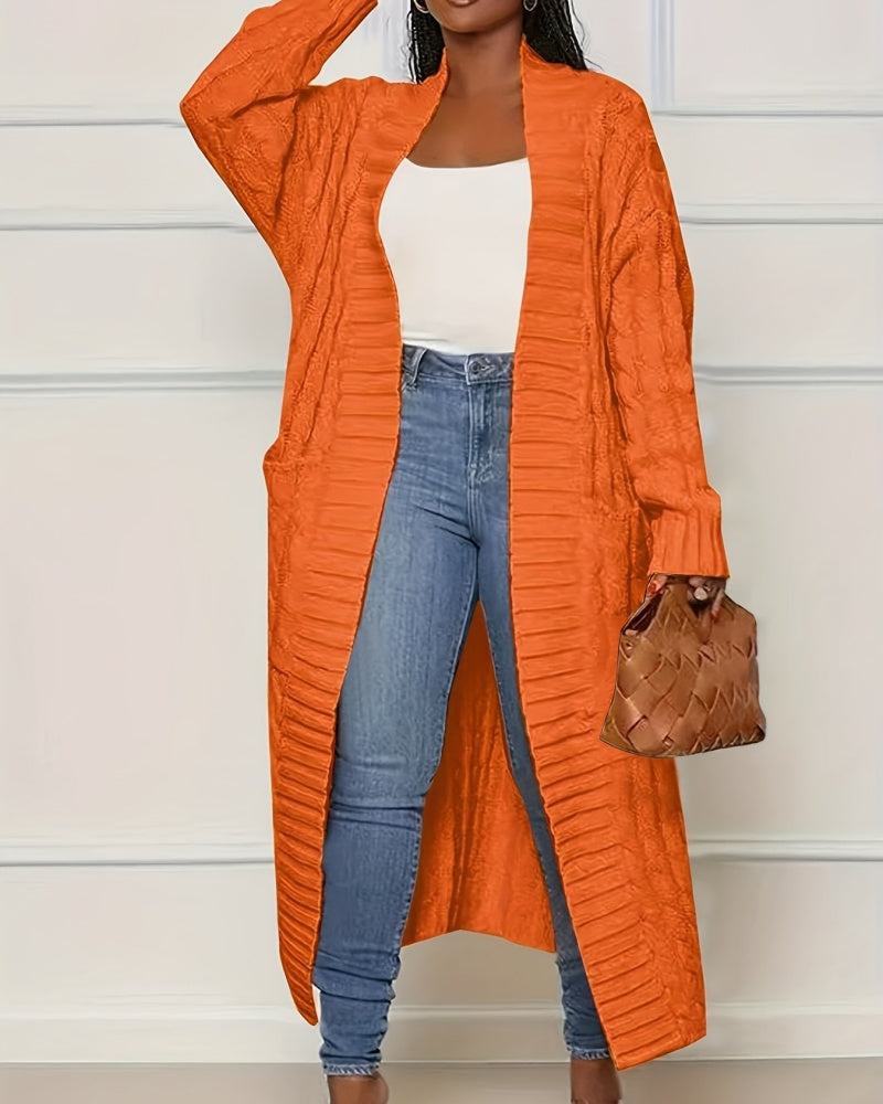 Women's Longline Textured Open Front Cardigan