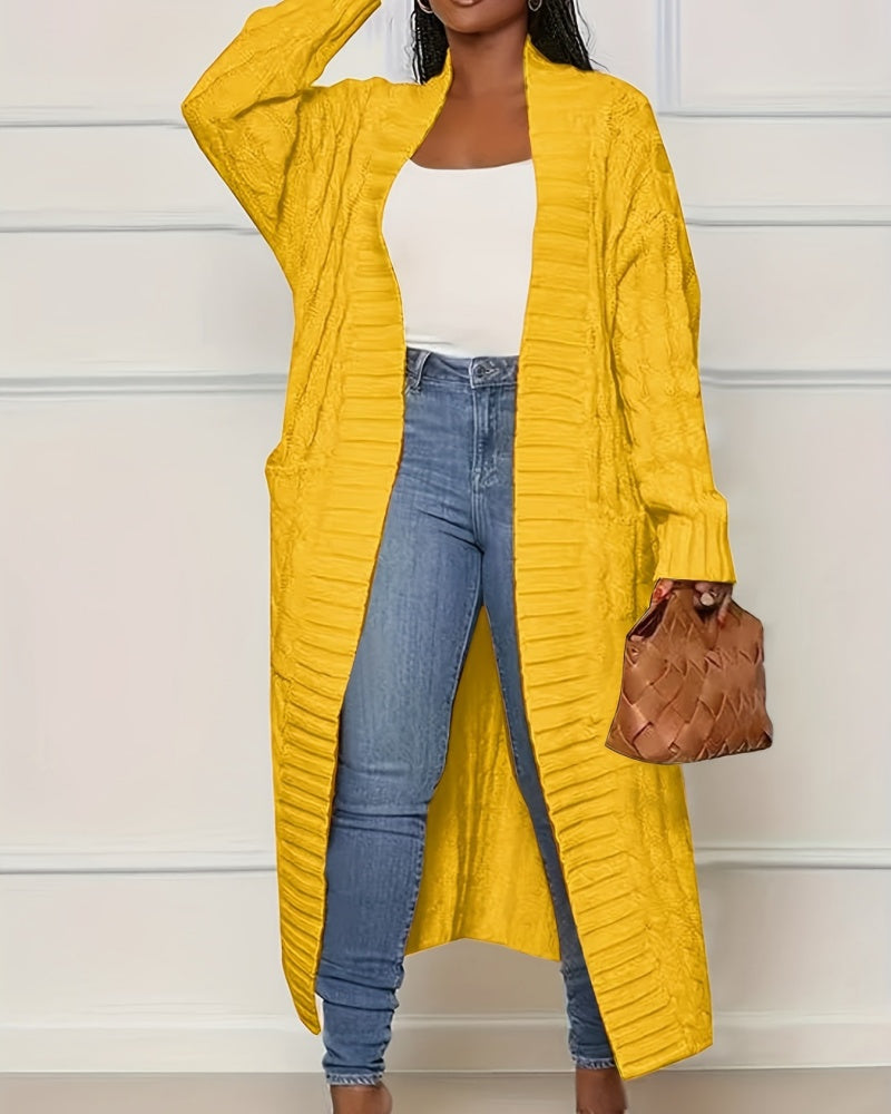 Women's Longline Textured Open Front Cardigan