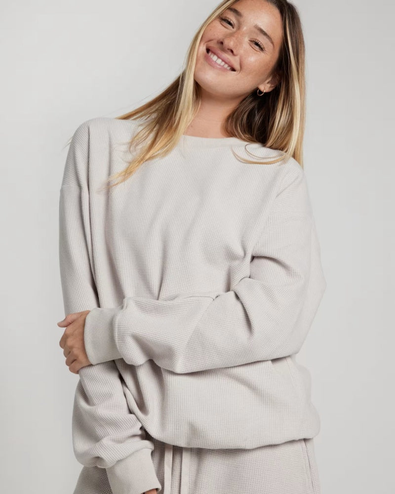 Women's Waffle Texture Long Sleeve Lounge Set