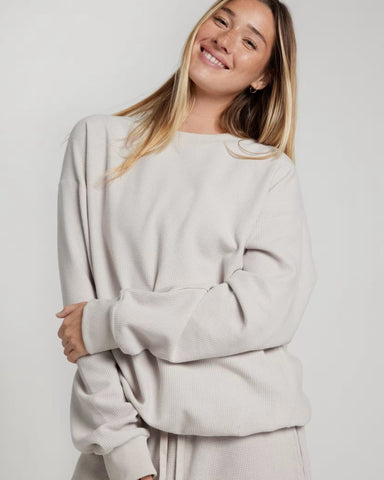 Women's Waffle Texture Long Sleeve Lounge Set