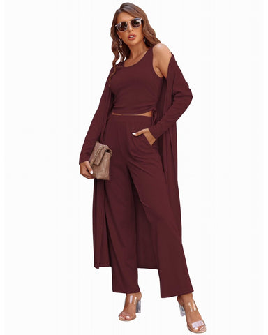 Women's Lightweight 3-Piece Sleepwear Set Sportswear