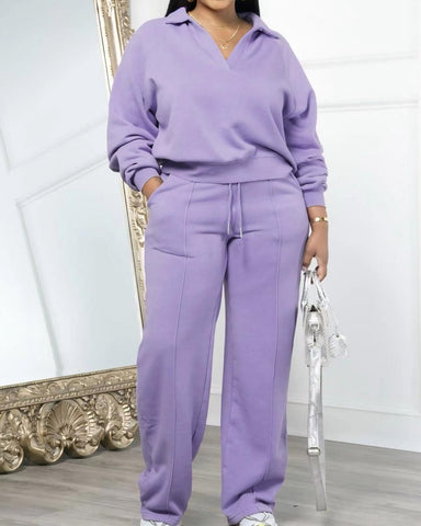 Women's Sweatshirt & Drawstring Pants Casual Set