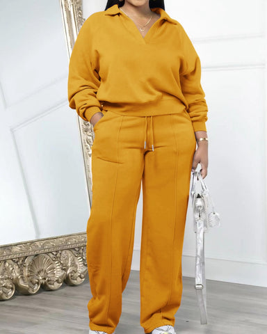 Women's Sweatshirt & Drawstring Pants Casual Set