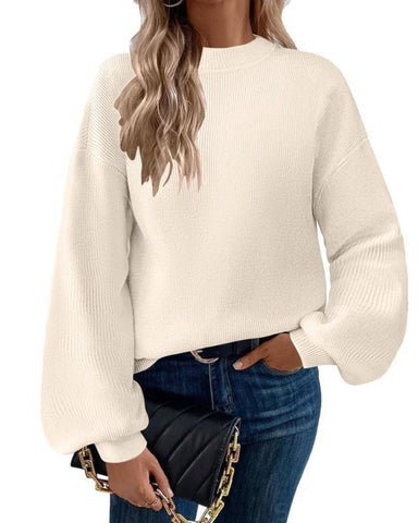 Women's Turtleneck Lantern Sleeve Sweater