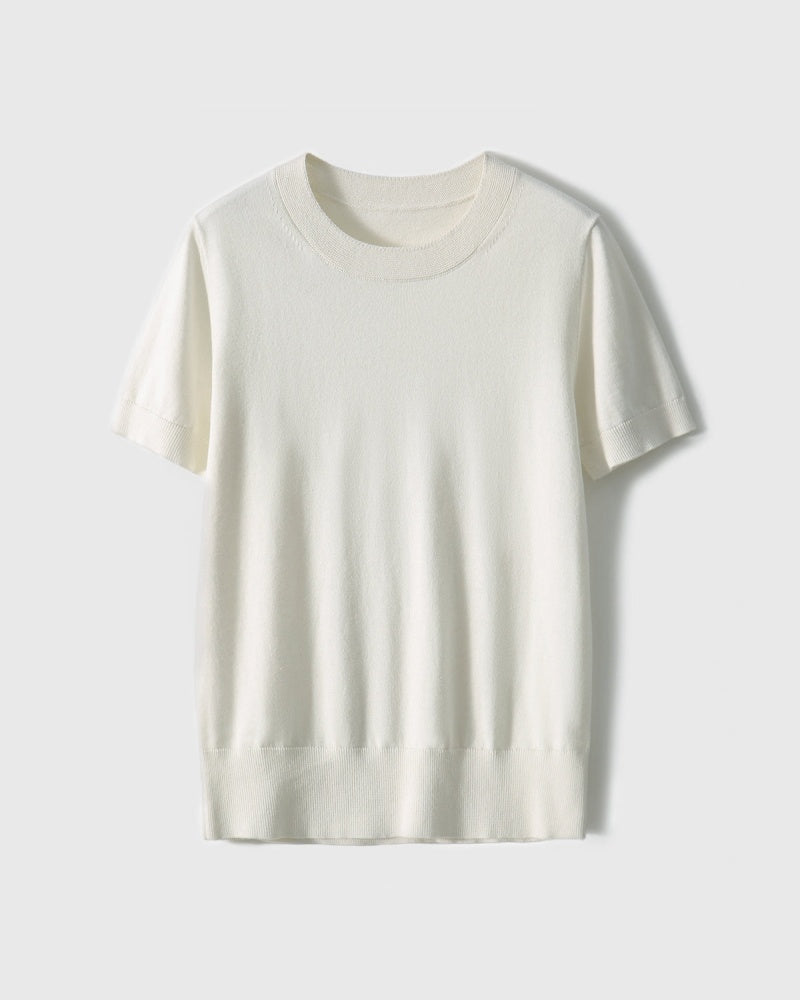 Women's Crew Neck Short Sleeve Knit Sweater