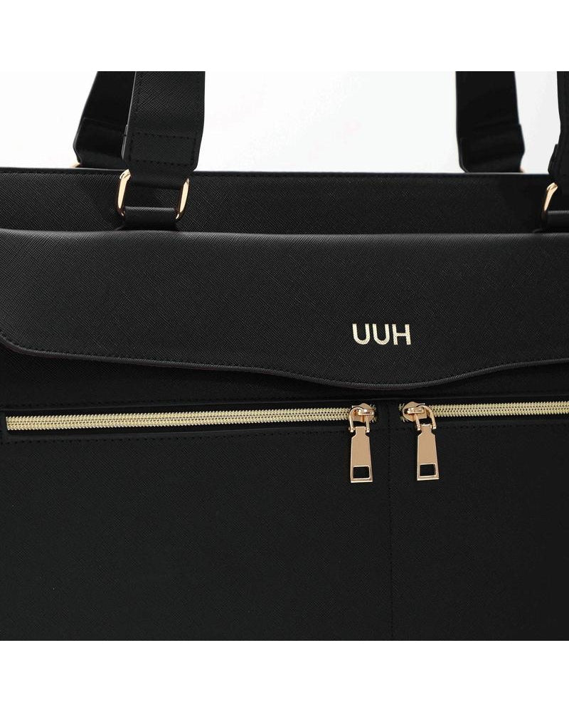 UUH Leather Laptop Tote Bag with Makeup Pouch
