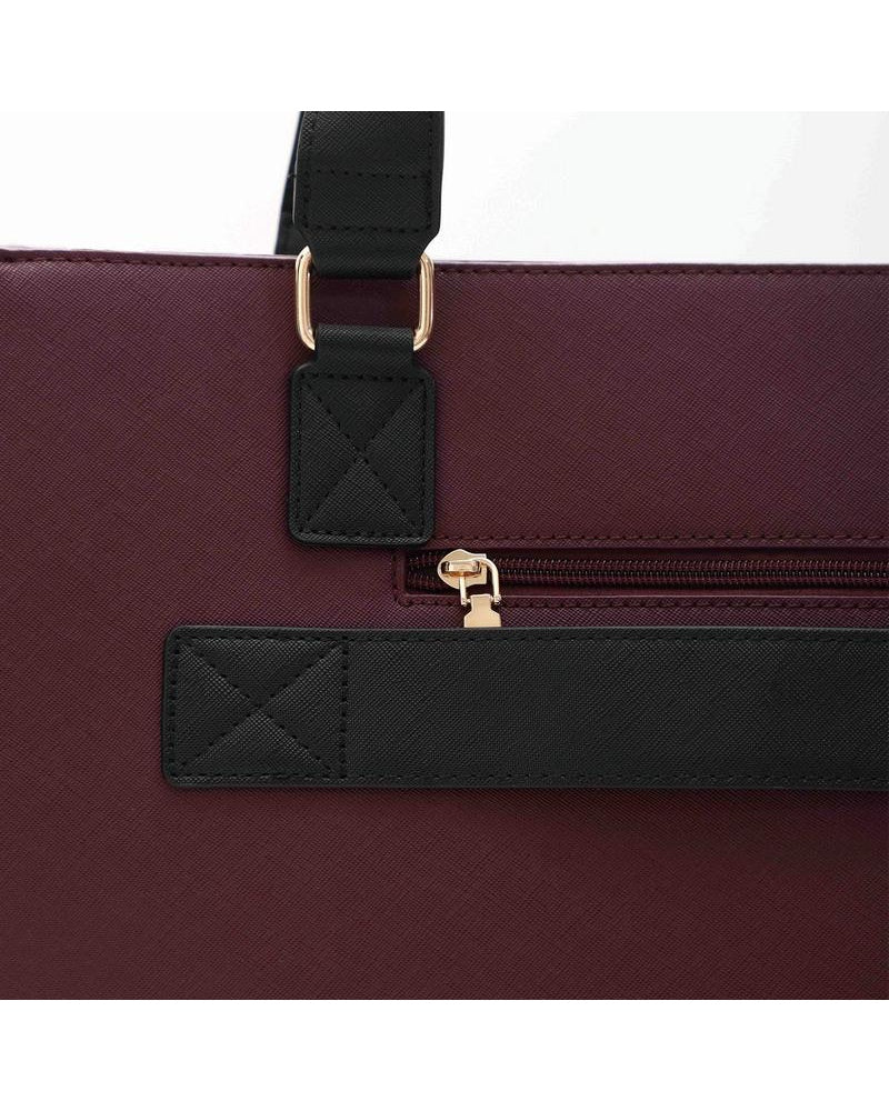 UUH Leather Laptop Tote Bag with Makeup Pouch