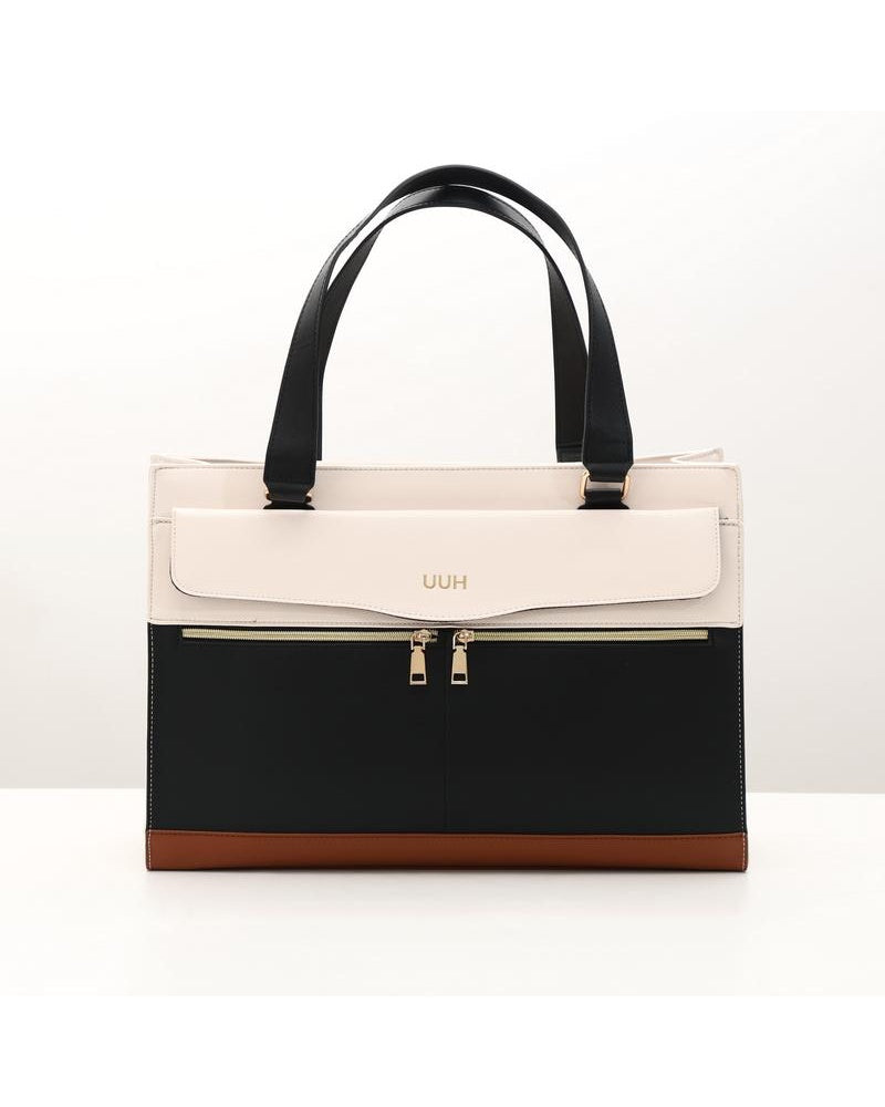UUH Leather Laptop Tote Bag with Makeup Pouch