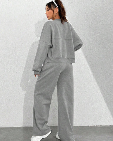 Women's Casual Striped Zipper Jacket and Pants Set