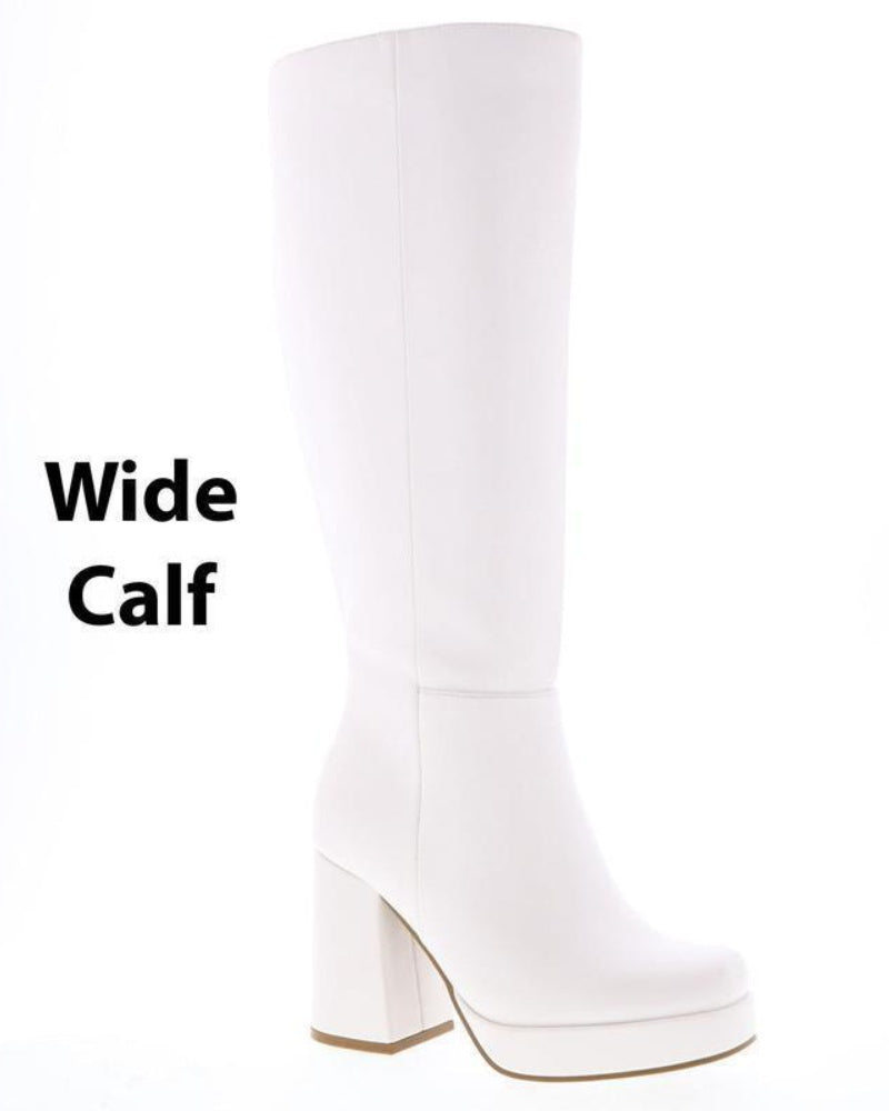 Women's Block Heel Knee High Platform Boots