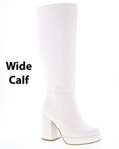 Women's Block Heel Knee High Platform Boots