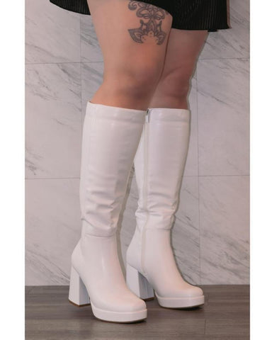 Women's Block Heel Knee High Platform Boots