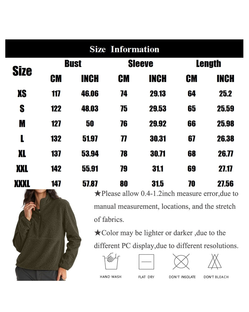 Womens Cropped Half Zip Fuzzy Warm Sherpa Pullover