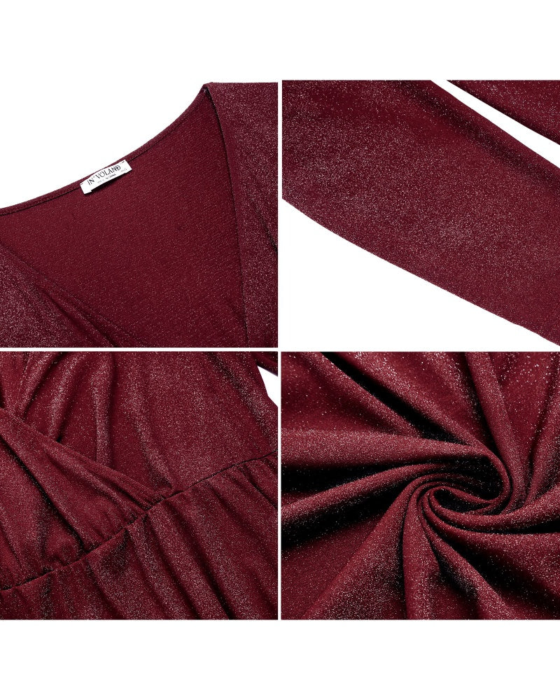 Women‘s Plus Size V Neck Glitter Dress