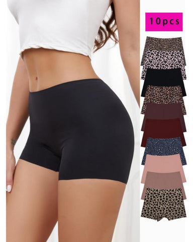 Women's Leopard Print Seamless Boyshorts 10-Piece Set