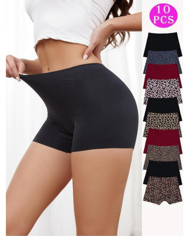 Women's Leopard Print Seamless Boyshorts 10-Piece Set