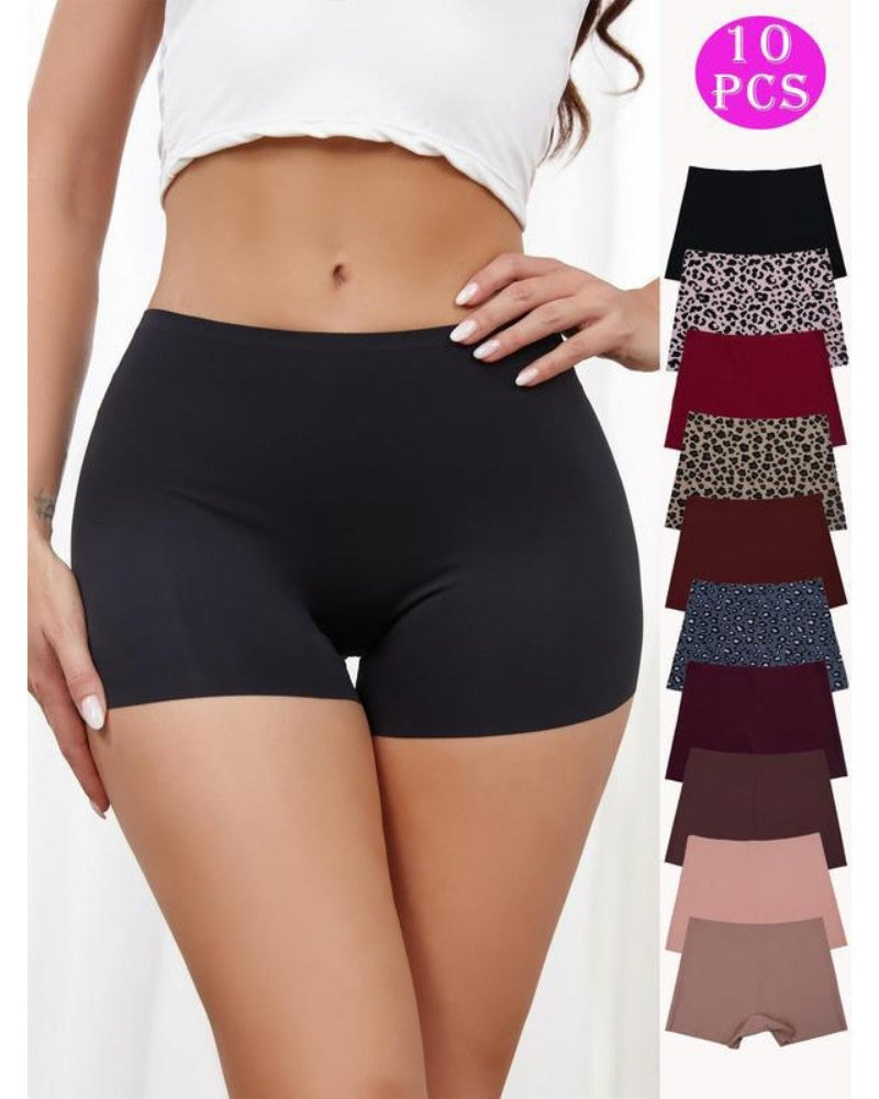 Women's Leopard Print Seamless Boyshorts 10-Piece Set