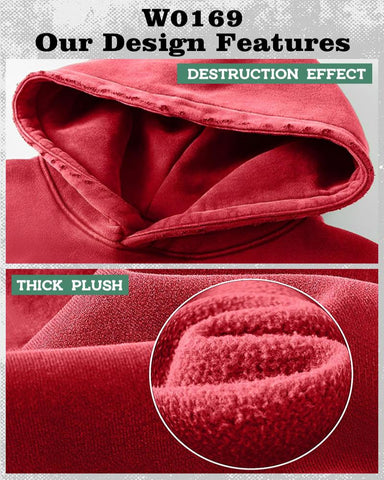 Unisex Casual Oversized Acid Wash tops Hoodie Pullover