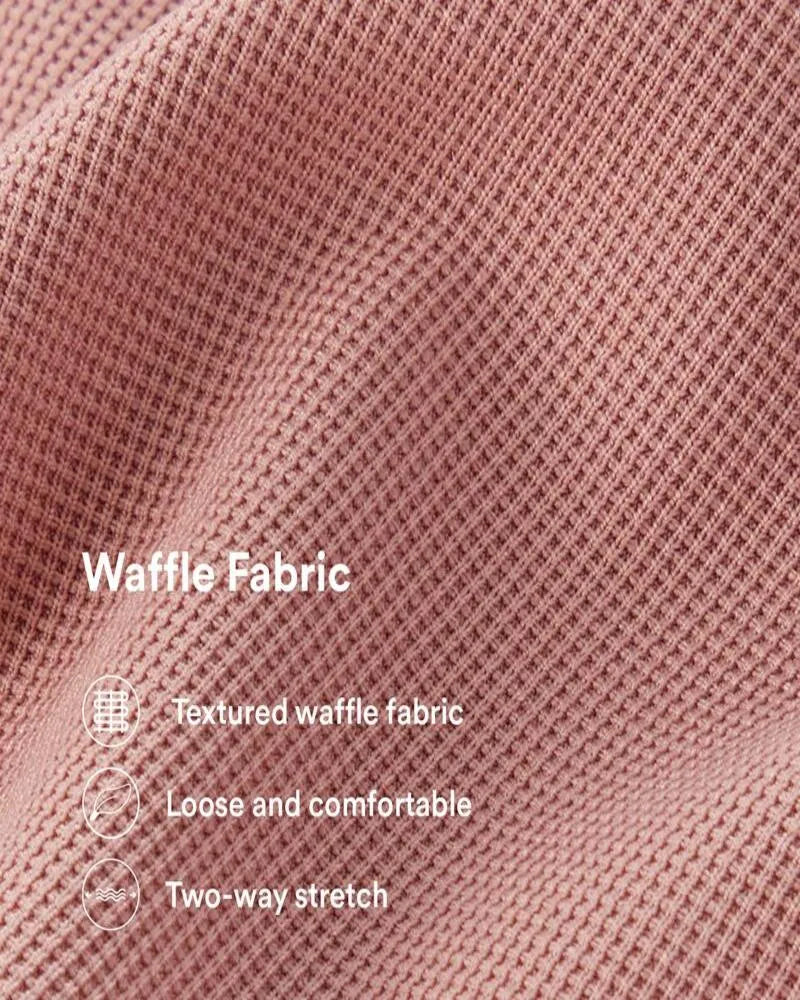 High Waisted Plicated Side Pocket Wide Leg Waffle Work Pants