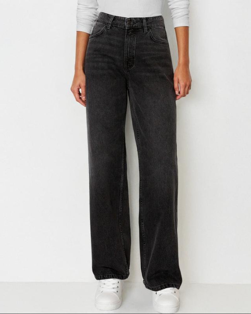 Women's Minimalist High Waist Denim Stretch Wide Leg Jeans