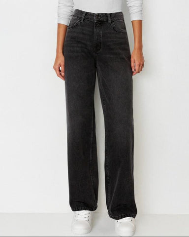 Women's Minimalist High Waist Denim Stretch Wide Leg Jeans