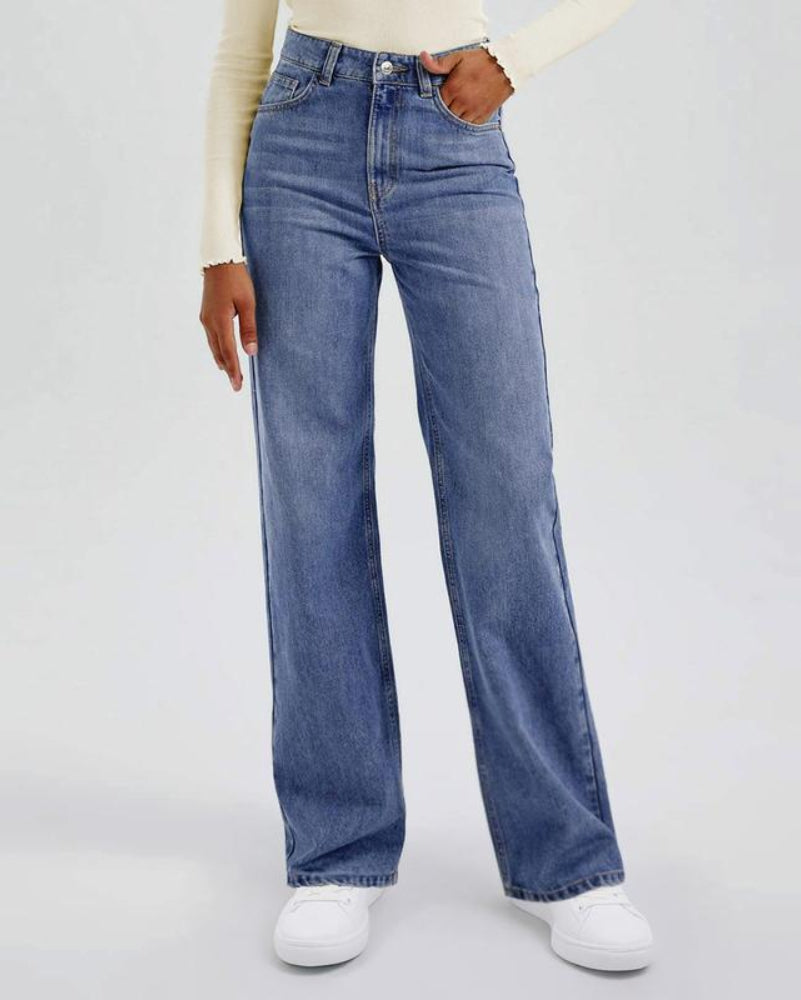 Women's Minimalist High Waist Denim Stretch Wide Leg Jeans