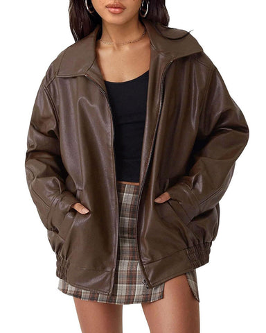 Womens Oversized Leather Jackets Faux Suede