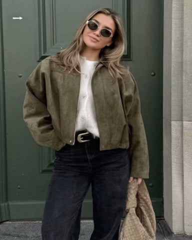 Aviator Jacket Woman,2025 Streetwear Pleats Short Jacket Woman
