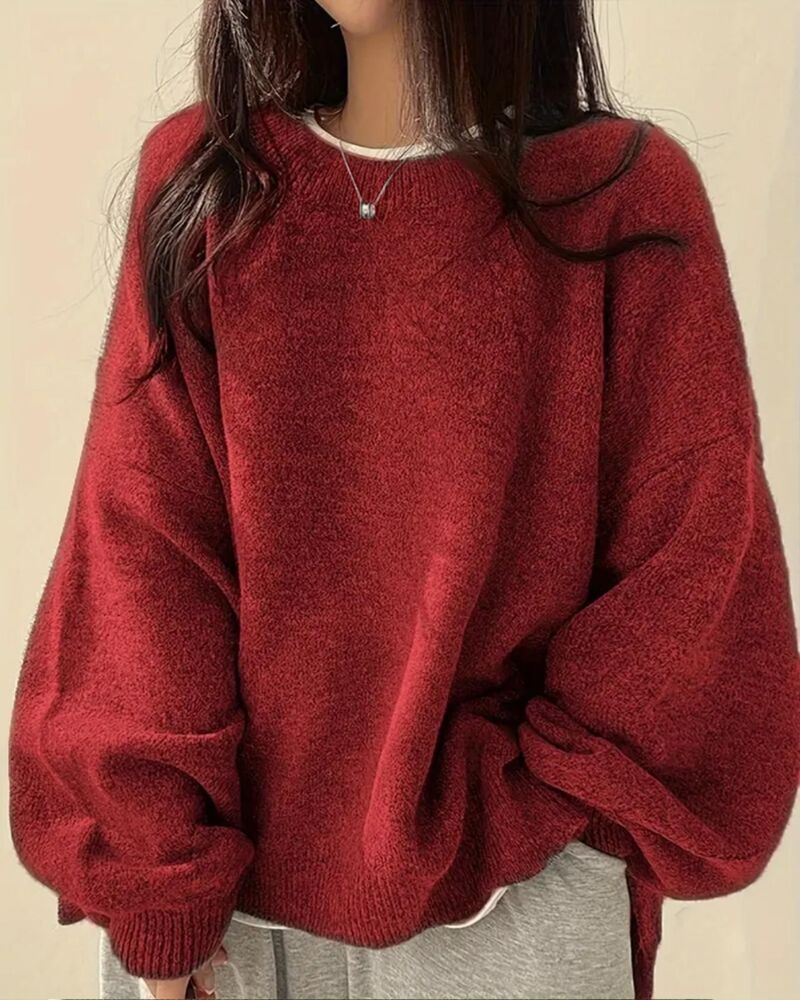 Oversized Split Hem Pullover Sweater
