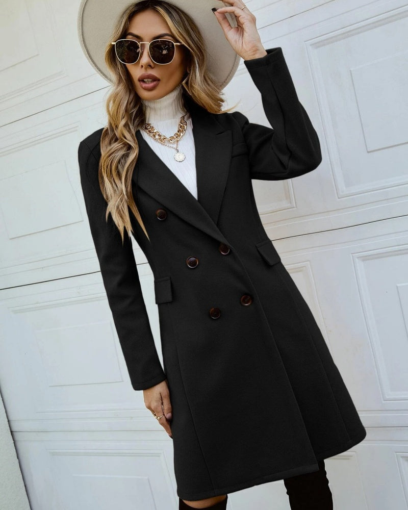 Women's Double-Breasted Wool Blend Coat