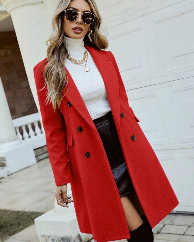Women's Double-Breasted Wool Blend Coat