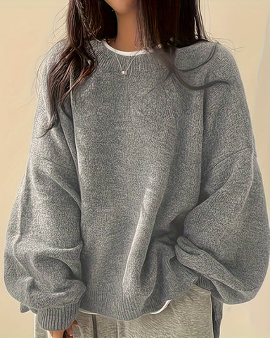 Oversized Split Hem Pullover Sweater