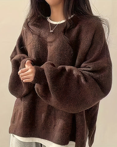 Oversized Split Hem Pullover Sweater