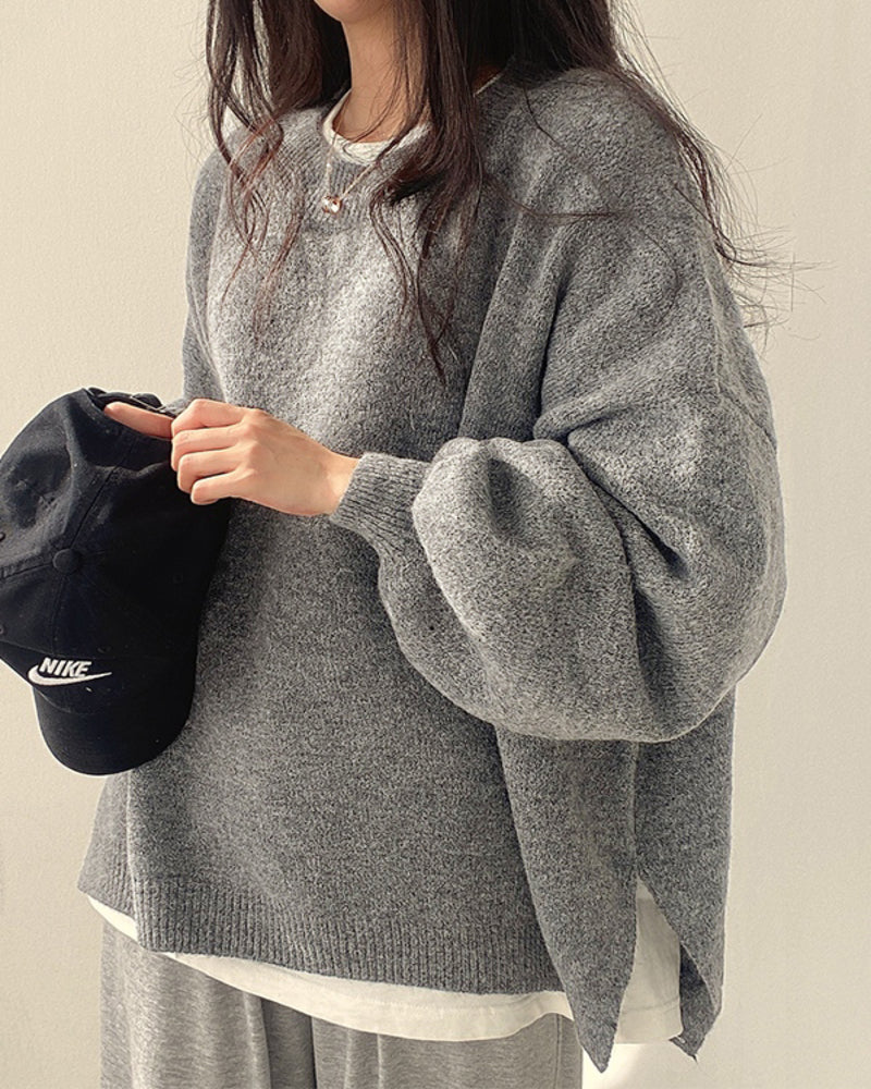 Oversized Split Hem Pullover Sweater