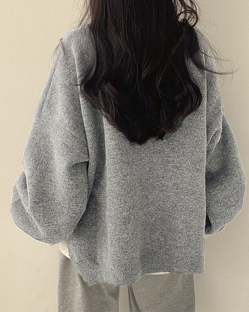 Oversized Split Hem Pullover Sweater