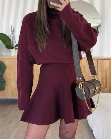 Women's Loose-Fitting Half-High Neck Knit Dress