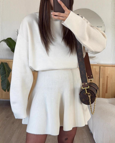Women's Loose-Fitting Half-High Neck Knit Dress