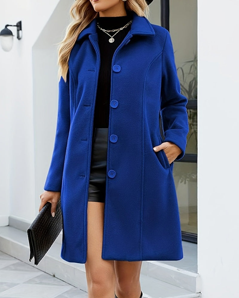 Women's Notched Collar Faux Wool Peacoat