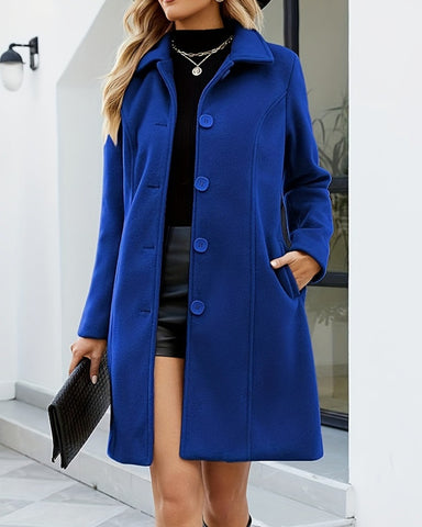 Women's Notched Collar Faux Wool Peacoat
