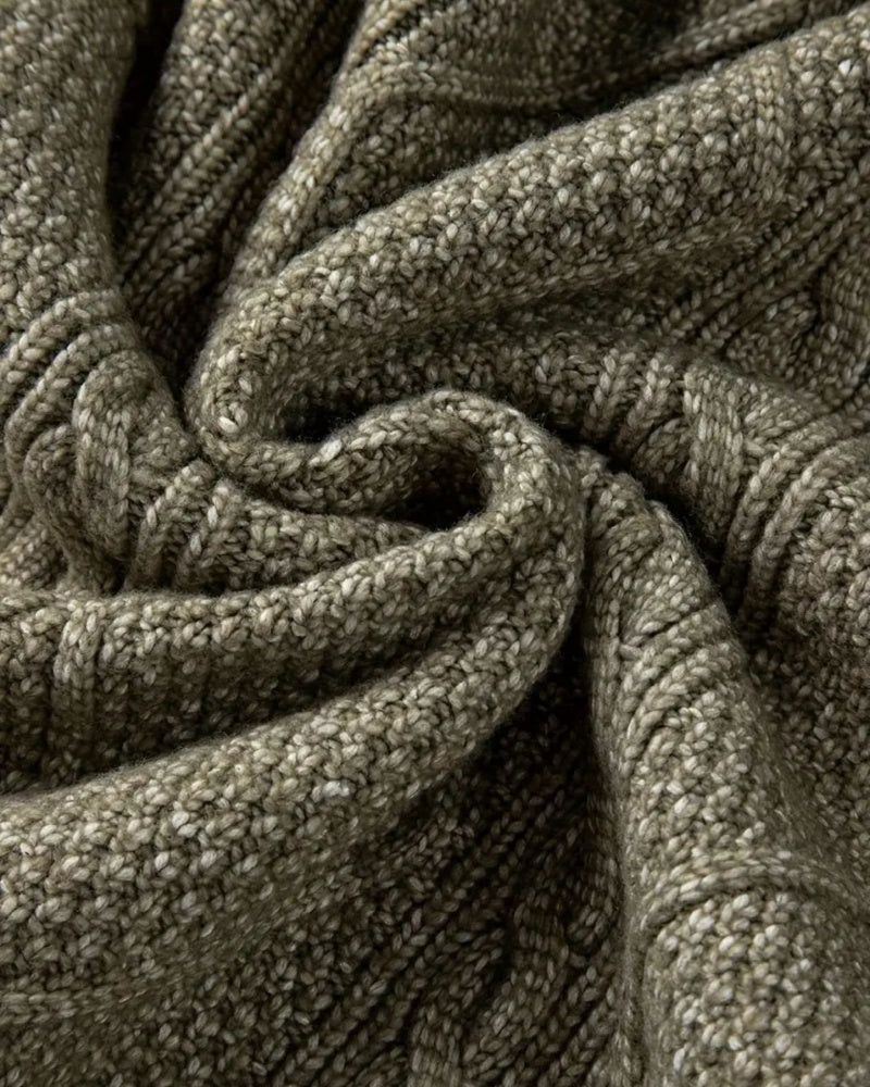 Women's Cable Knit Round Neck Mini Sweater Dress