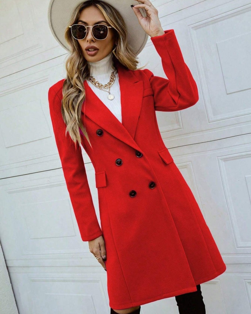 Women's Double-Breasted Wool Blend Coat