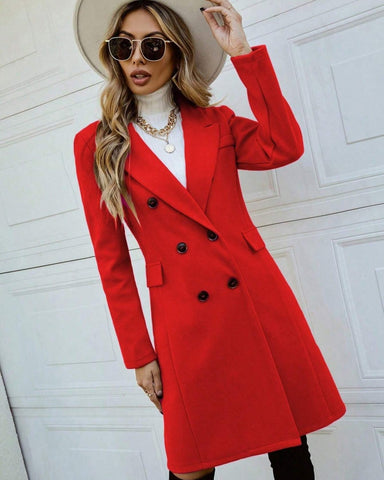 Women's Double-Breasted Wool Blend Coat