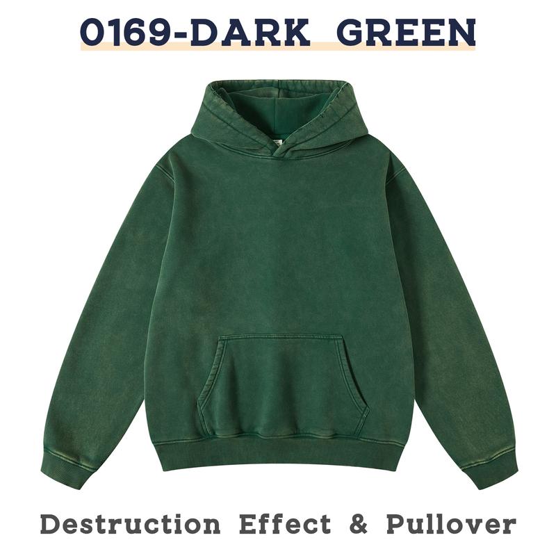 Unisex Casual Oversized Acid Wash tops Hoodie Pullover