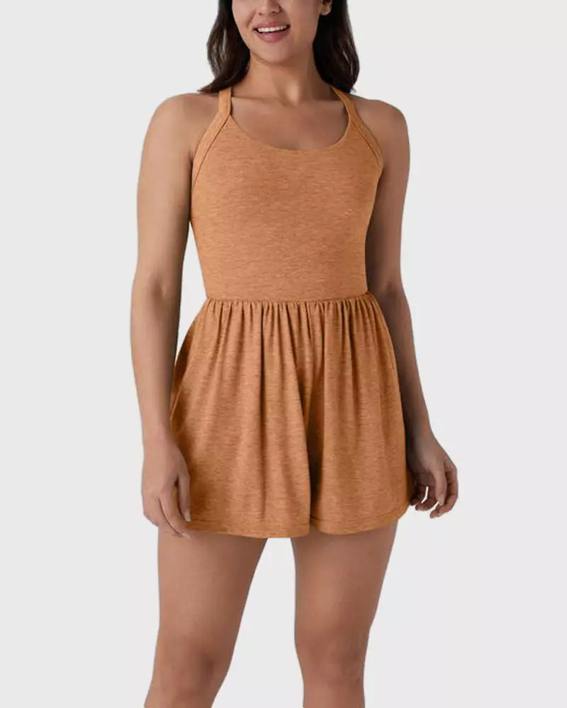 Backless Twisted Side Pocket 2-in-1 Resort Romper-Edition