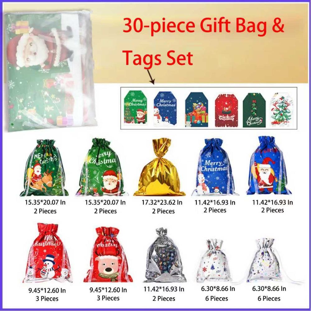 Christmas gift bags-30-piece Gift Bag & 30-piece Tags Set