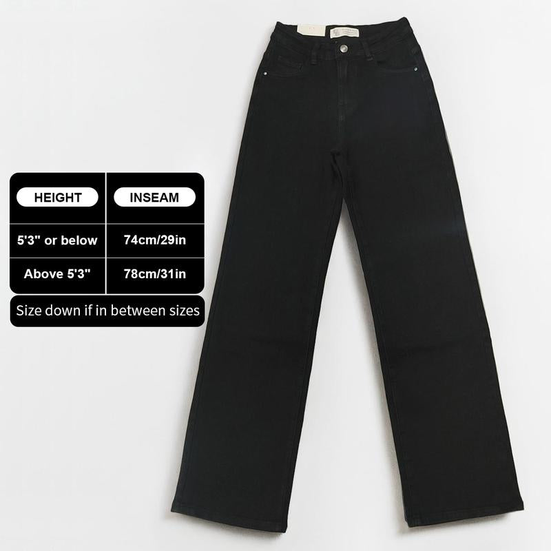 Women's Minimalist High Waist Denim Stretch Wide Leg Jeans