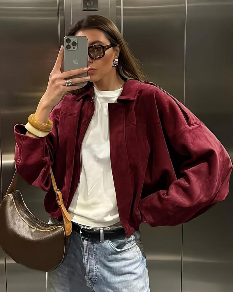 Aviator Jacket Woman,2025 Streetwear Pleats Short Jacket Woman