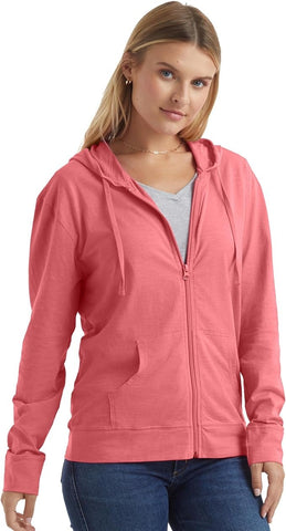 Hanes Women’s Slub Knit Full-Zip Hoodie, Textured Cotton Zip-Up T-Shirt Hoodie for Women